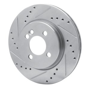 Mini Cooper Brake Rotor (1) - Front Left - R1 Concepts - Drilled & Slotted - Silver - `02-`08